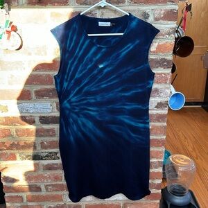 Navy Tie-Dye Sleeveless Dress